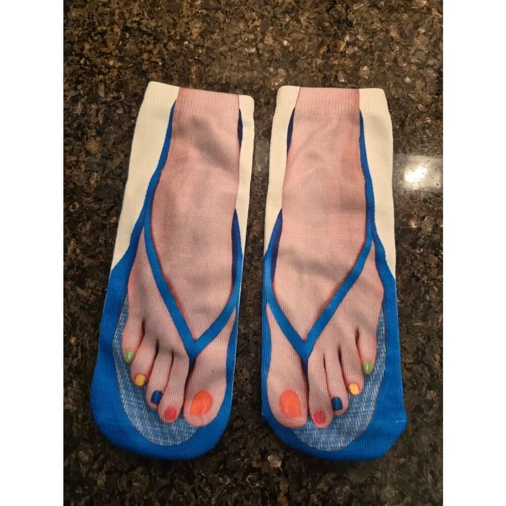 Ankle Socks With Feet And Sandal Graphic Gag Gift